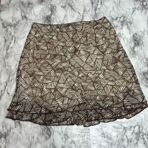 BRIGGS vintage 90s Y2K brown tan geometric stripe pattern skirt petite Medium